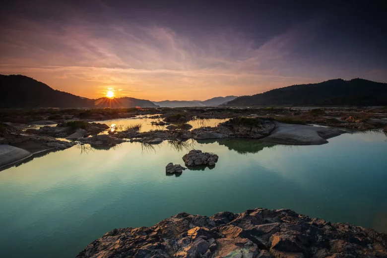 Sunset over a body of water