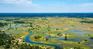 Meandering water on plateau