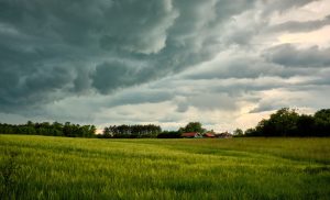 storm and incoming sunset