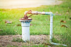 Groundwater pump on grass