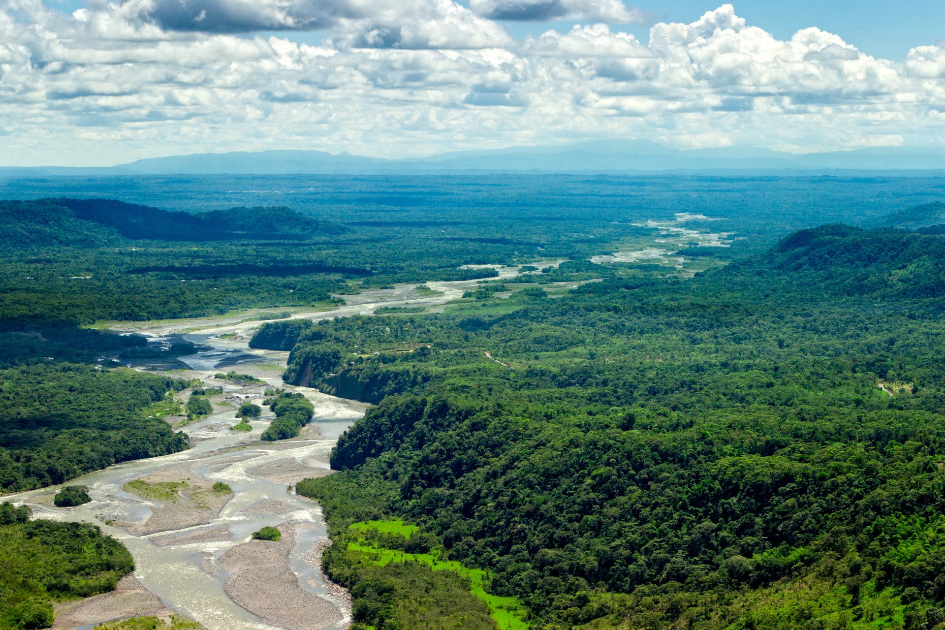 Pastaza River Basin Aerial Shot From Low Altitude Full Size Helicopter