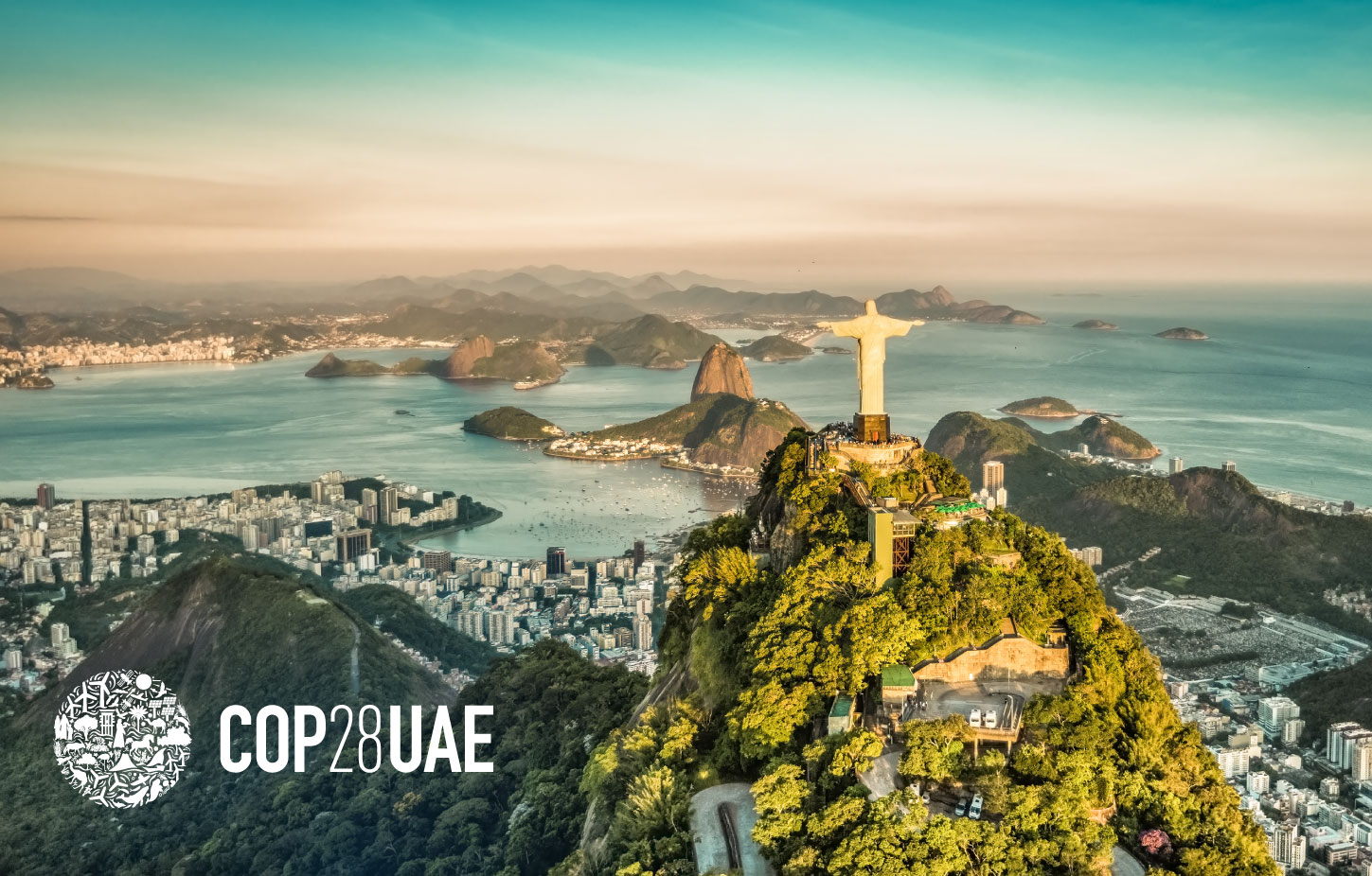 Aerial view of Botafogo Bay from high angle, Rio De Janeiro