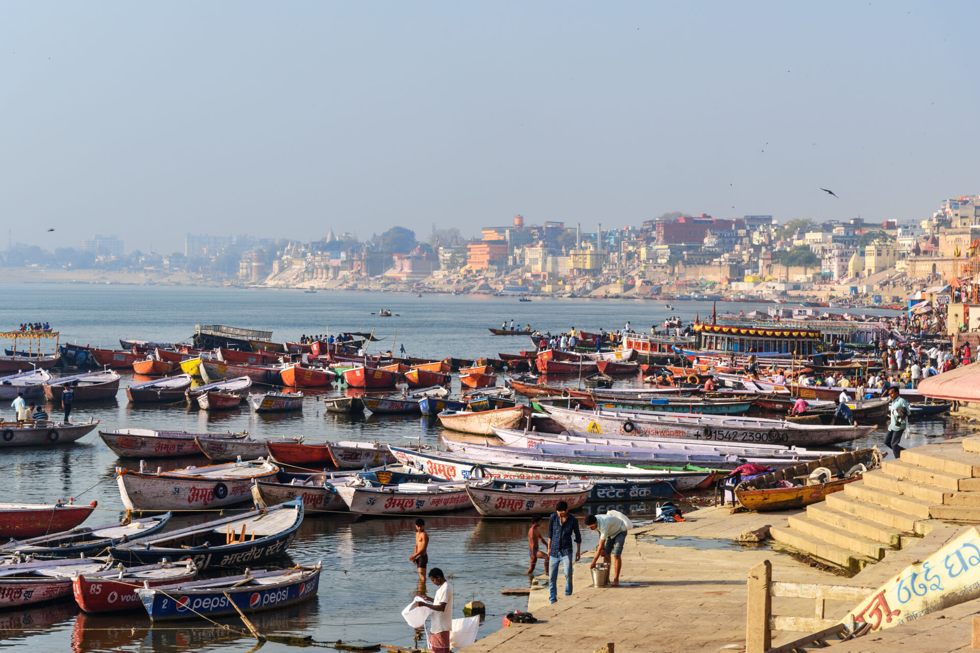 oats at river Ganga near Dashashwamedh Ghat in morning